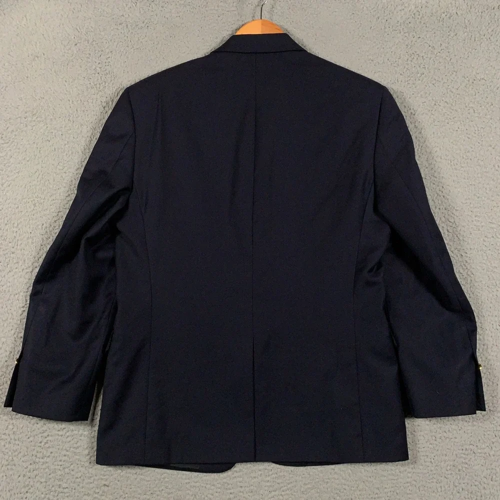 Lauren Ralph Lauren Wool Blazer Mens 40S Navy Blue Gold Crest Button Sport Coat